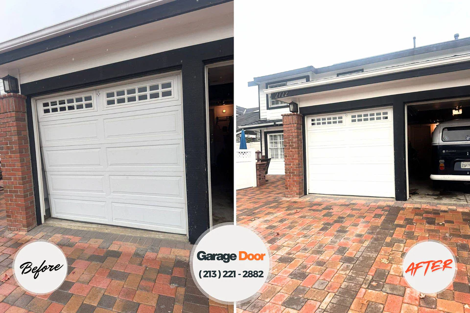 Before and after: garage door repair Whiteland, IN